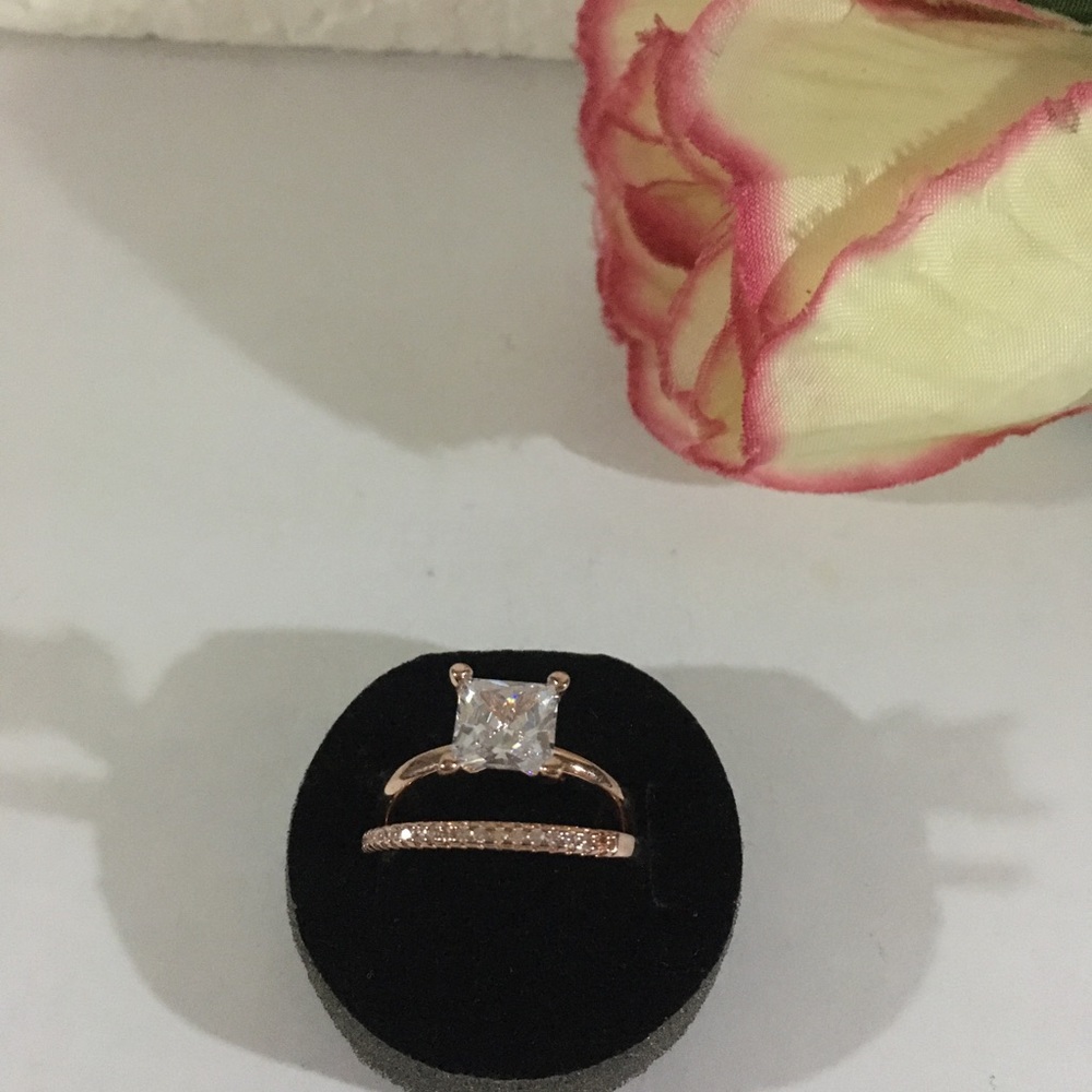 2 PC. ROSE GOLD FILLED RINGS SIZE 7 1/2 - Picture 3 of 4